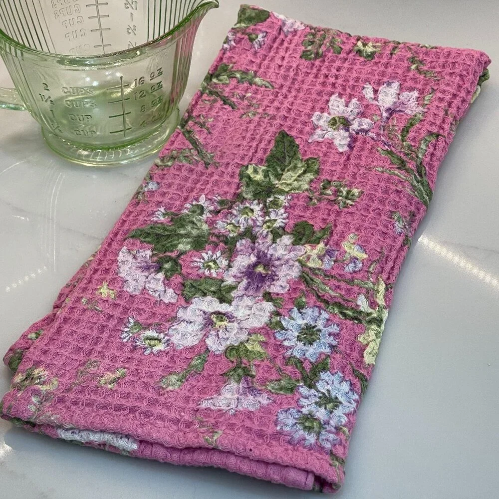 April Cornel Romantic Vintage Style Waffle Dish Towel -NWT